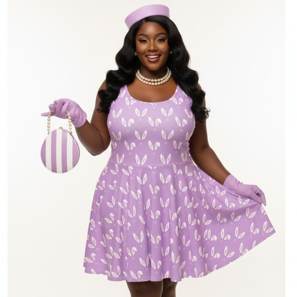 Plus Size 1950s Easter Bunny Vintage Swing Dress